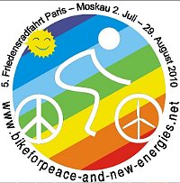 Logo Bike for Peace and New Energies. Friedensradfahrt 2010