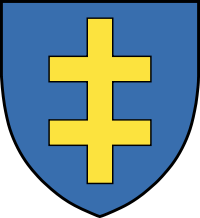 Das Lothringer Kreuz, das Dynastiewappen der Jagiellonen.